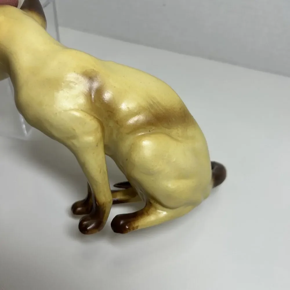 Vtg Ceramic Siamese Cat Hand Painted Choc Point 5.5